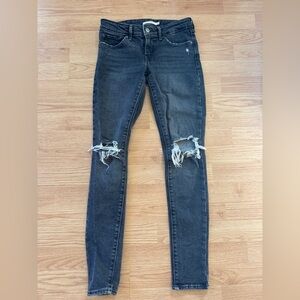 Levi's Dark Gray Distressed Skinny Jeans